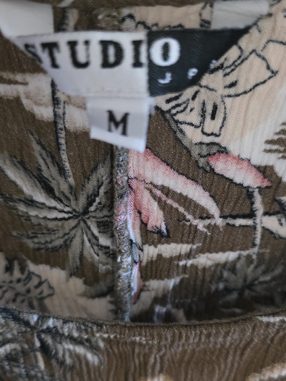 Studio M Floral Print DRESS in Olive with Pink Accents